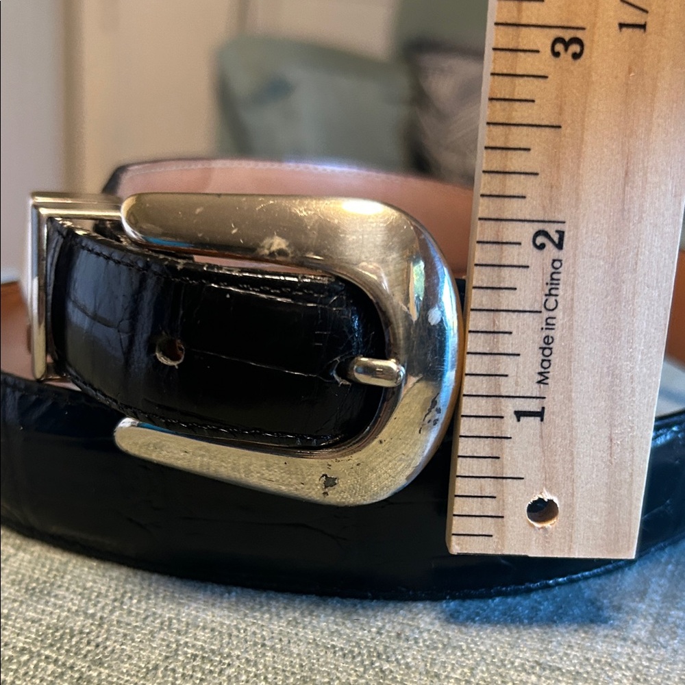 Brighton Black Leather Belt with Silver Buckle - Picture 5 of 6